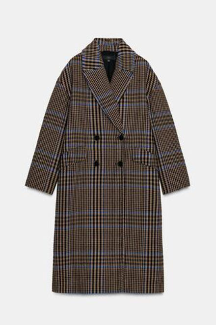 ZARA ПАЛЬТО ОВЕРСАЙЗ В КЛЕТКУ, РАЗНОЦВЕТНЫЙ