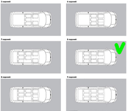 Автоковрики для VW Caravelle T5, T6, 8 мест, короткая база, сдвижная правая дверь