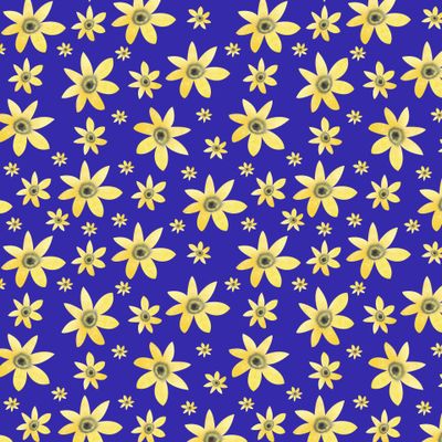 желтые цветочки на синем фоне