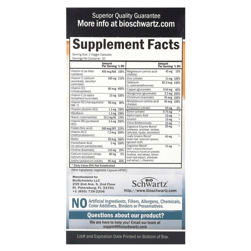 BioSchwartz, мультивитамины для мужчин старше 50 лет, 60 вегетарианских капсул