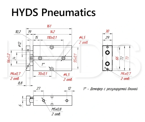 TN 25x80-S Пневмоцилиндр двухпоршневой