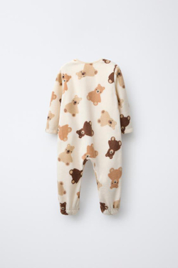 ZARA КОМБИНЕЗОН С ВЫШИВКОЙ «МИШКА», ЭКРЮ