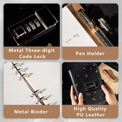TIEFOSSI Starry Leather Journal — Дневник с замком и сменным блоком Парольный блокнот формата A6 в кожаном переплете