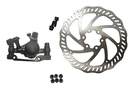 Комплект дискового тормоза RUSH (RADIUS) (машинка+диск 160 mm+болты) 160/180mm (Круглая колодка)  ин