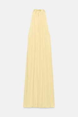 ZARA АТЛАСНОЕ ПЛАТЬЕ ХАЛТЕР — ZW COLLECTION, ЖЕЛТЫЙ