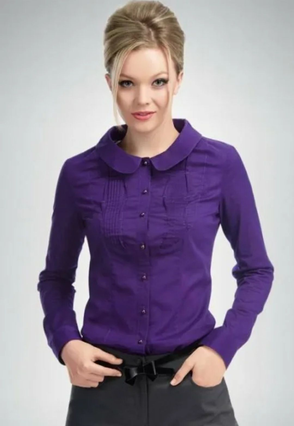 Блузка блуза рубашка кофта хлопковая ситцевая ситец женская бежевая капучино хаки Пеликан Pelican размер М M 48 по фигуре классика FWJN0714