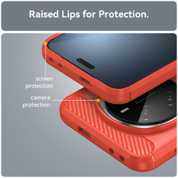 Чехол красного цвета с дизайном в стиле карбон на Honor Magic 7 Pro, мягкий отклик кнопок, серия Carbon от Caseport