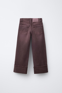 ZARA ДЖИНСЫ WIDE LEG FOLDED, ГРАНАТОВЫЙ