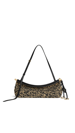 ALAÏA СУМКА LE CLICK EAST WEST ИЗ РАФИИ, НАТУРАЛЬНЫЙ/ЧЕРНЫЙ