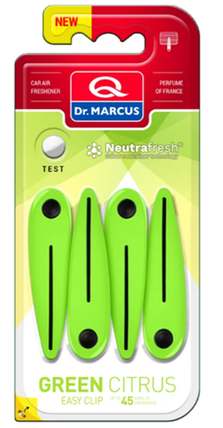 Ароматизатор на обдув Dr Marcus CLIP  (прищепки по 4шт) Зеленый цитрус