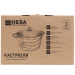 Кастрюля алюминий, антиприг, 3 л, крышка стекло, Каменная, кругл, Нева Металл, Черный гранит, 186630