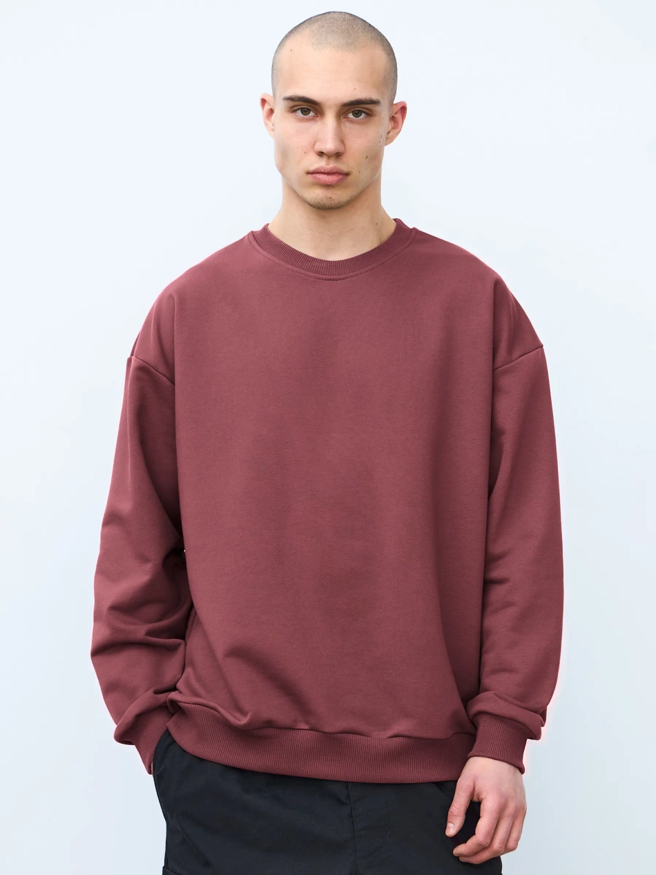 Свитшот оверсайз, без начеса (марсала)