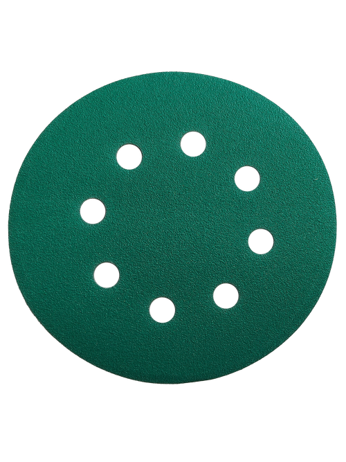 125мм P120 диск самозацепляющийся пленочный ЗЕЛЕНЫЙ с отверстиями