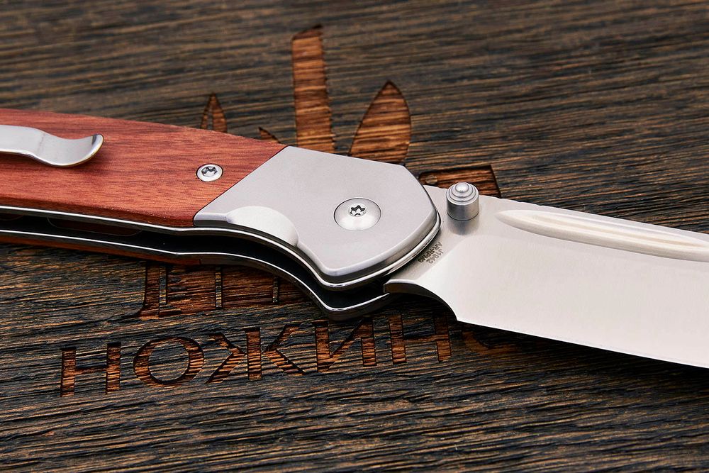 Нож складной CJRB Pyrite Bowie, клинок 80мм, сталь AR-RPM9, рукоять комбинированный: дерево, сталь