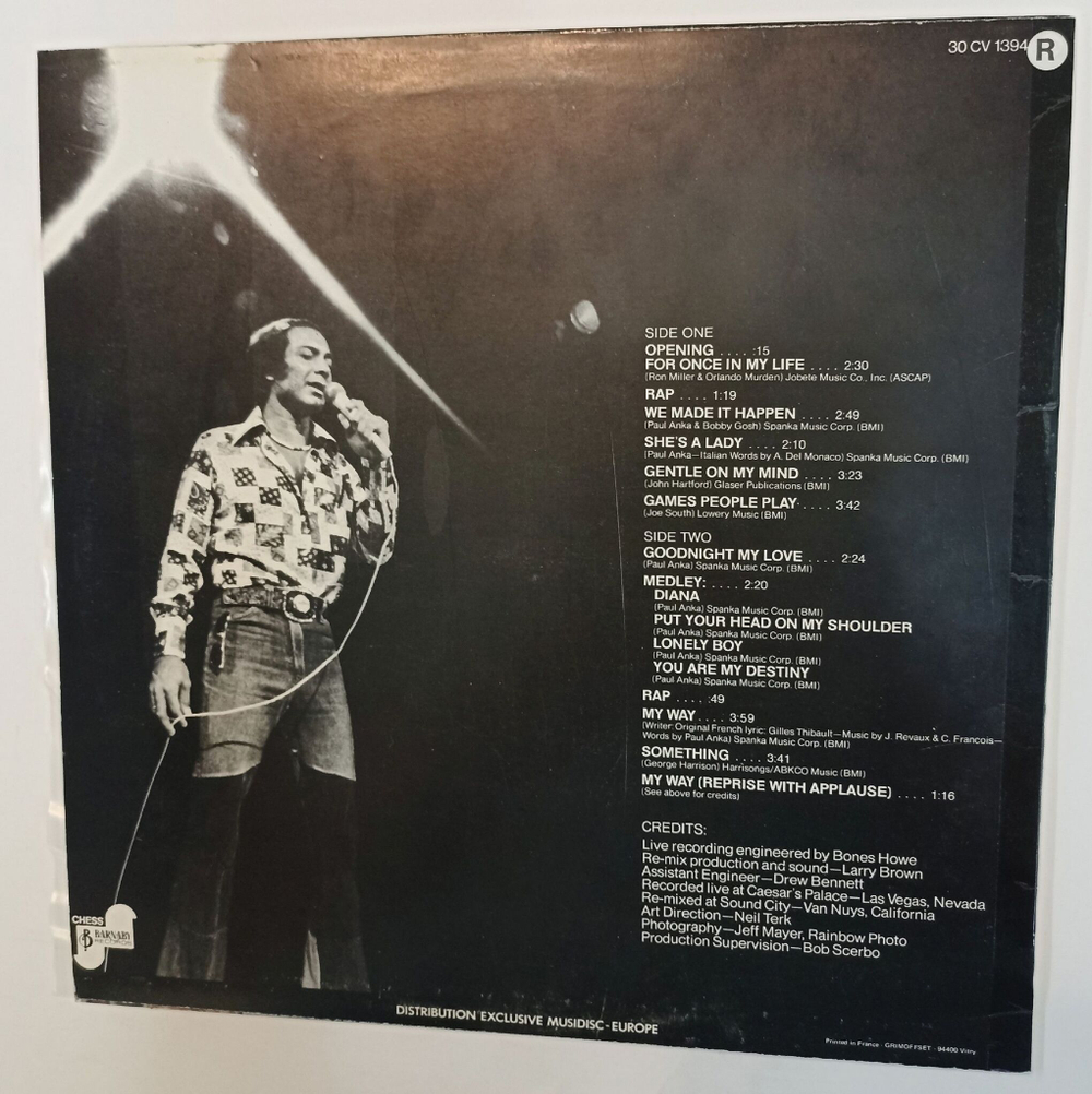 Винтажная виниловая пластинка LP Paul Anka Live (France 1976)