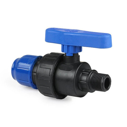 Кран шаровой компрессионный наруж.резьба PN10 20х1/2 для ПЭ труб, РТП (17449)