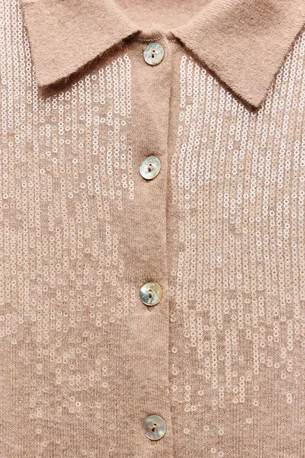 ZARA КАРДИГАН С ПАЙЕТКАМИ, БЕЖЕВЫЙ