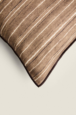 ZARA HOME ЧЕХОЛ ДЛЯ ДЕКОРАТИВНОЙ ПОДУШКИ  В ПОЛОСКУ, КОРИЧНЕВЫЙ
