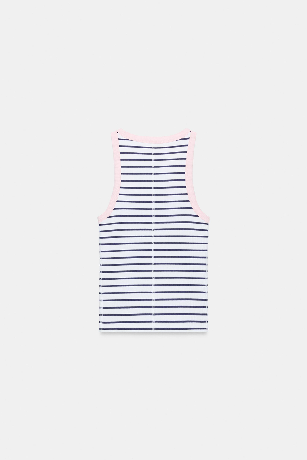 ZARA ТОП В РУБЧИК БЕЗ РУКАВОВ, ПАСТЕЛЬНО-РОЗОВЫЙ