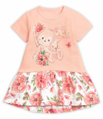 Платье для девочек персиковое с зайчиком