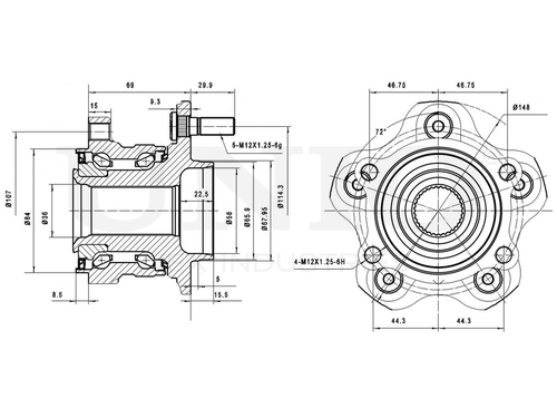 Ступица задняя (без ABS) UNIO HUB-20264