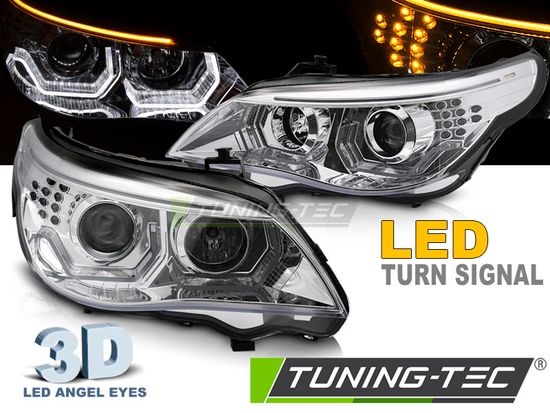 Фары передние ANGEL EYES LED 3D CHROME для BMW E60 E61 03-07