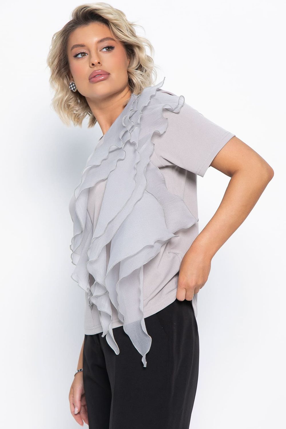 Блуза праздничная Риана ХИТ (серо-бежевая) Б15079-5М LT Collection