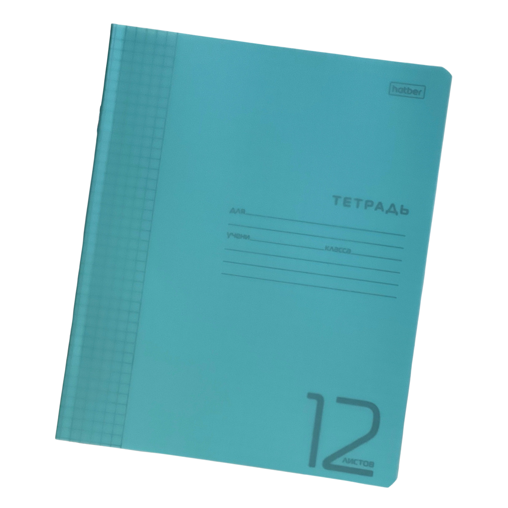Тетрадь 12л А5ф клетка пласт. обл.голубая 083405