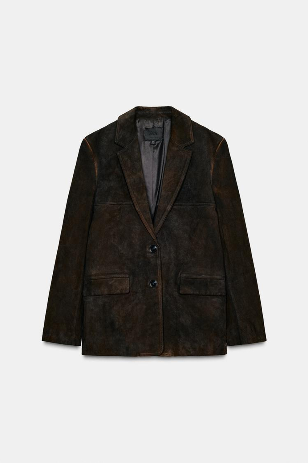 ZARA БЛЕЙЗЕР ИЗ 100% ЗАМШИ С КАРМАНАМИ, ЦВЕТ РЖАВЧИНЫ