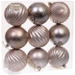 Новогодние шары «Изящные узоры» 8 см (набор 9 шт), Шампань