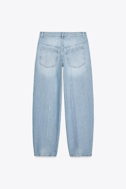 ZARA ДЖИНСЫ TRF СО СРЕДНЕЙ ПОСАДКОЙ, ГОЛУБОЙ