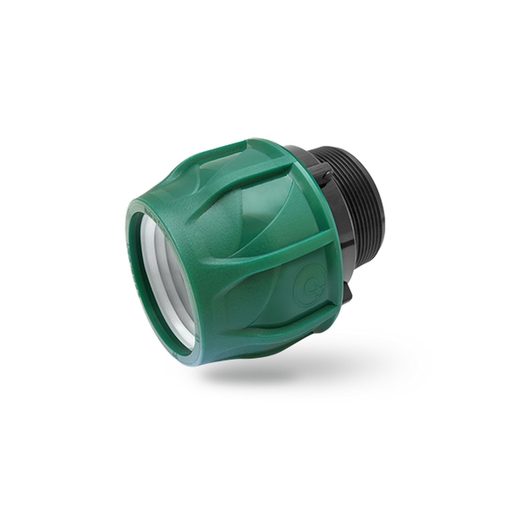 Муфта переход. ПЭ с нар. труб. резьбой 32х1 1/4'' (обж.) POELSAN GREEN