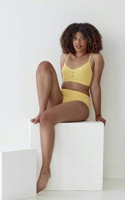 Эко-бюстгальтер в мелкий рубчик Eco-wear (Размер: S-M) (Цвет: желтый)