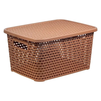 Ящик РОТАНГ с крышкой 13 л 370х190мм Бежевый ротанг 0,19х0,28х0,37м (комплект 6 шт)
