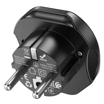 Переходник на евро вилку / Сетевой адаптер универсальный на все типы вилок / Hoco 10А 2500Вт