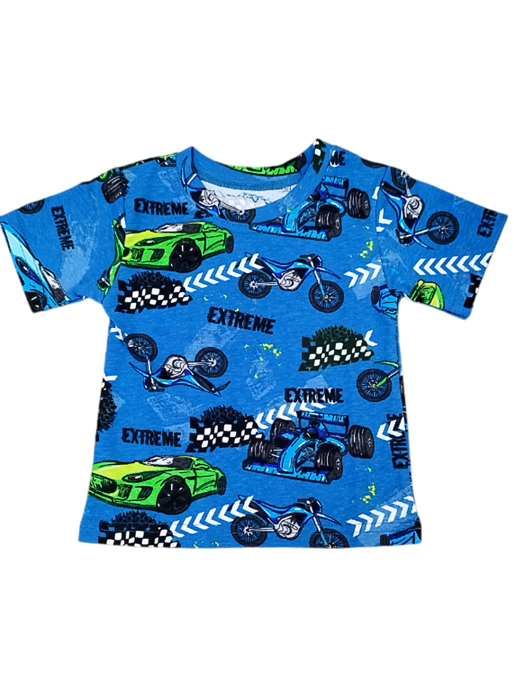 1070 Футболка детская машинки на джинсовом (72-140)