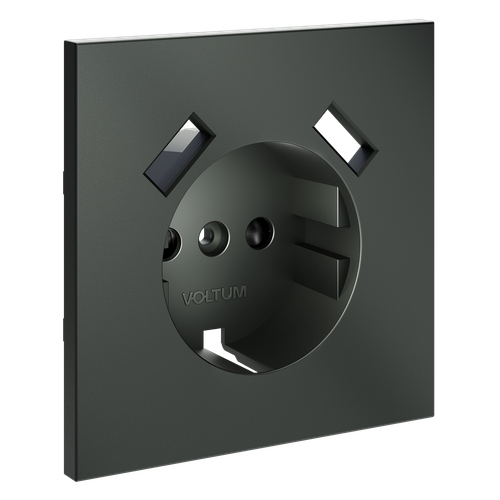 Накладка для розетки с заземлением и защитными шторками, с USB A+A, (титан) Voltum S70 VLS000906