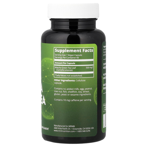 MRM Nutrition, Зеленый чай матча, 60 веганских капсул (500 мг на капсулу)