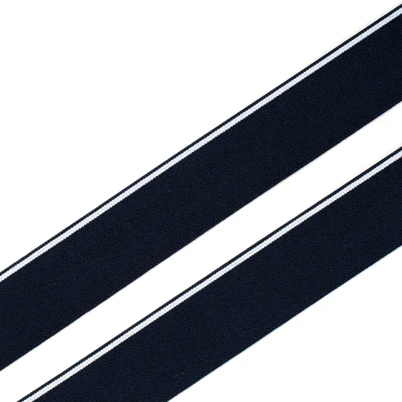 Резинка широкая, темно-синяя/белая 30 мм, Германия