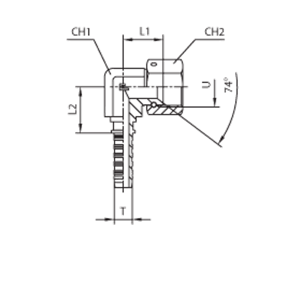 Фитинг DN 16 JIC (Г) 1.1/16 (90) compact