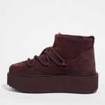 Замшевые полусапоги INUIKII 75204-004 Sneaker Classic Low Platform Bordeaux на меху