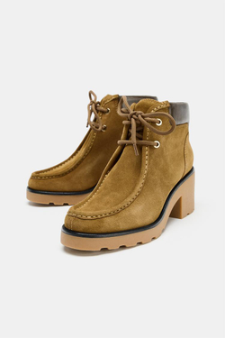 ZARA БОТИЛЬОНЫ НА ШНУРОВКЕ, КОРИЧНЕВЫЙ