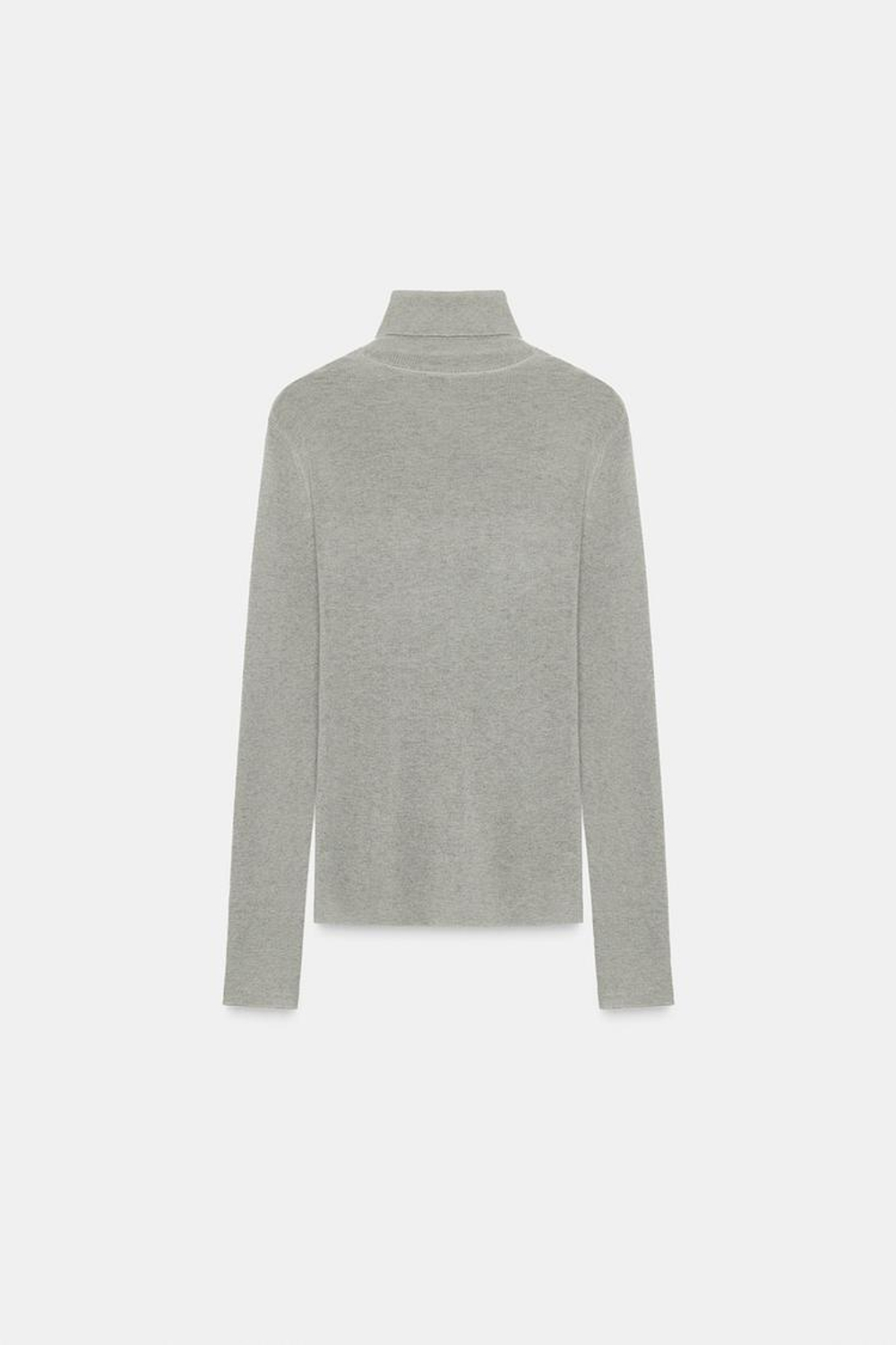 ZARA СВИТЕР ИЗ ШЕРСТИ С ВЫСОКИМ ВОРОТНИКОМ, СЕРЫЙ