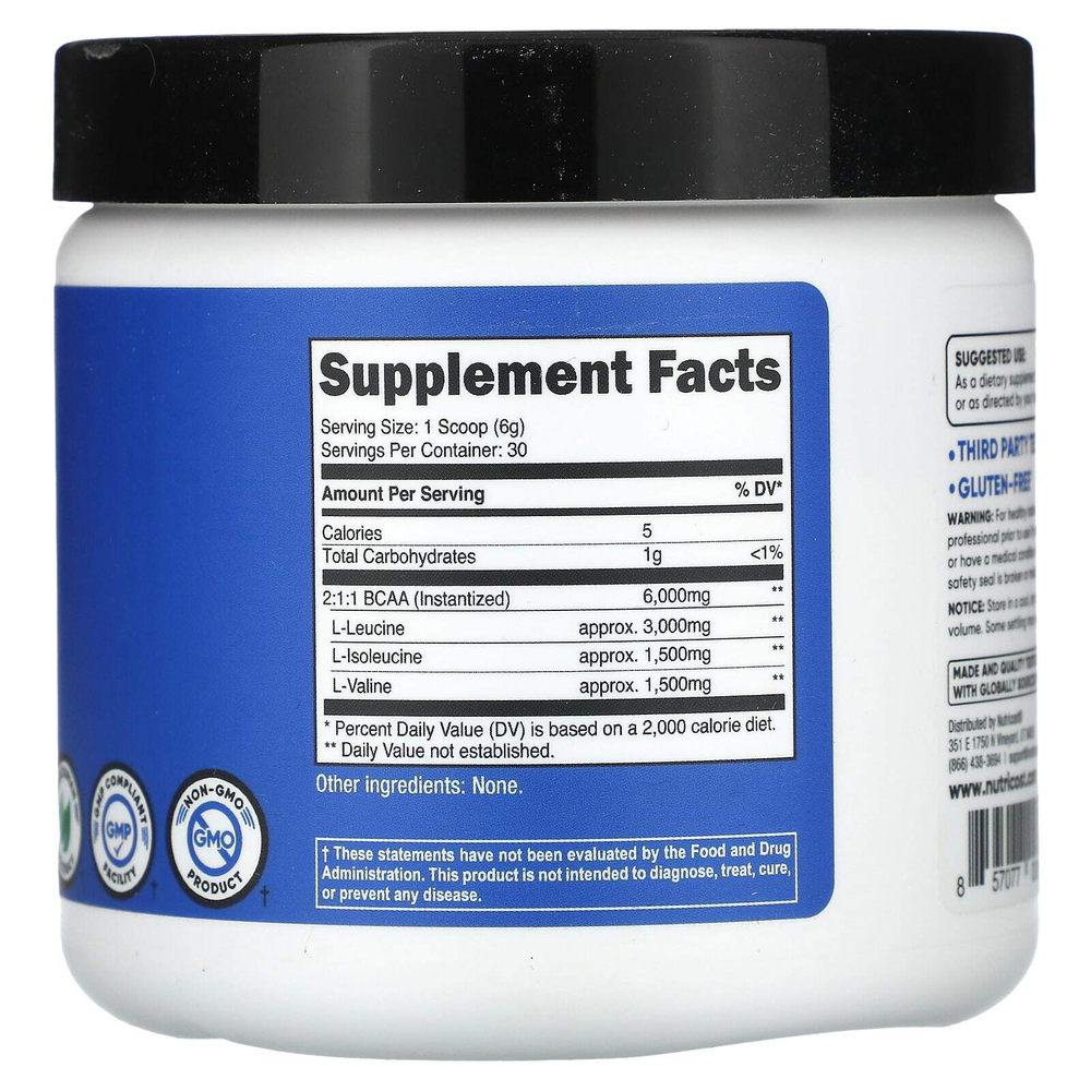 Nutricost, Performance, BCAA, без добавок, 180 г (6,3 унции)