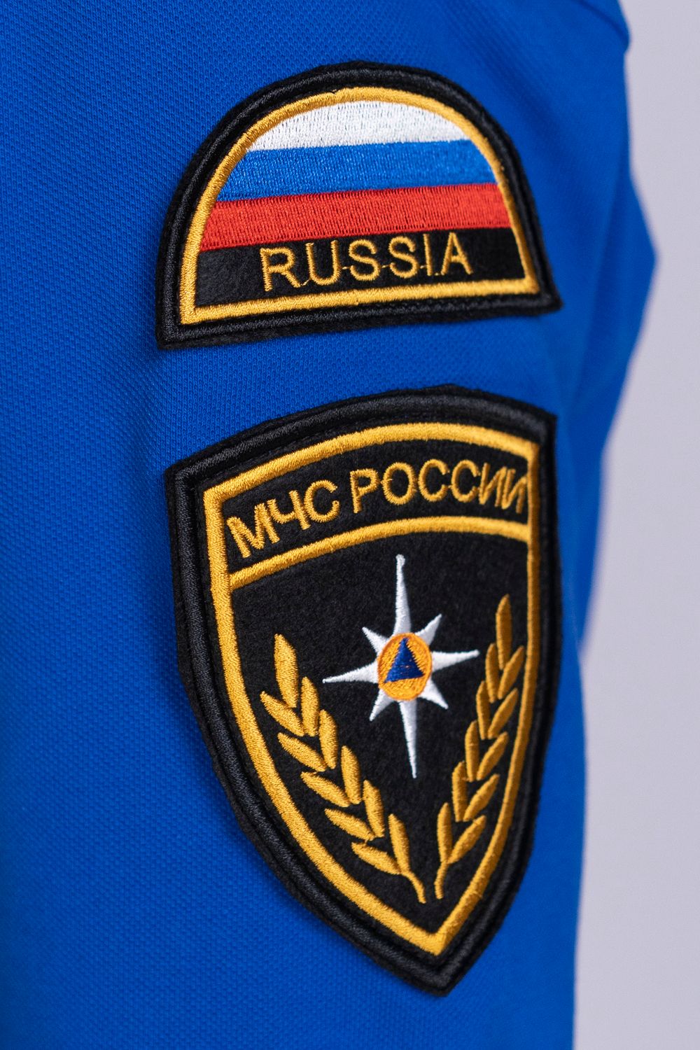 Рубашка-поло мужская МЧС длинный рукав (нового образца, василек)