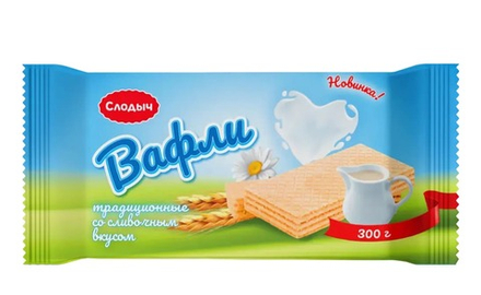 Вафли "Традиционные" Сливочный вкус 300г. Слодыч