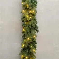 Хвойная гирлянда Парижанка 270*30 см., 60 теплых-белых LED ламп, Литая хвоя+ПВХ, ЕлкиТорг (23057)