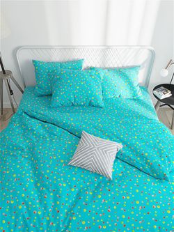 Пододеяльник Сказка "Акварель на голубом" 1,5-спальный на молнии 145х215 см, перкаль