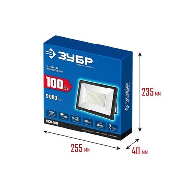 ЗУБР ПСК-100, 100 Вт, 6500 К, IP 65, светодиодный прожектор, Профессионал (57141-100)