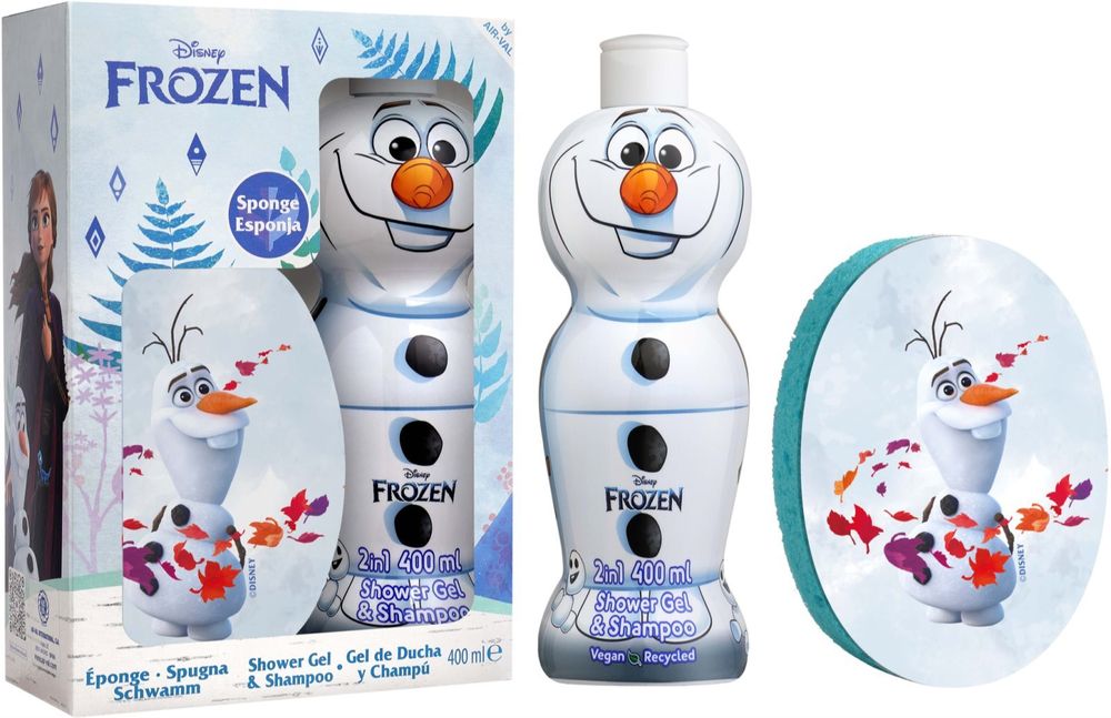 Disney delicate shower gel and shampoo for children 400 ml + washcloth 1 pc Frozen 2 Olaf